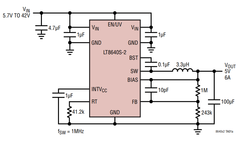 Application Circuit Diagram - Analog Devices Inc. LT8640/LT8640-1 Step-Down Regulators Application Circuit Diagram - Analog Devices Inc. LT8640/LT8640-1 Step-Down Regulators